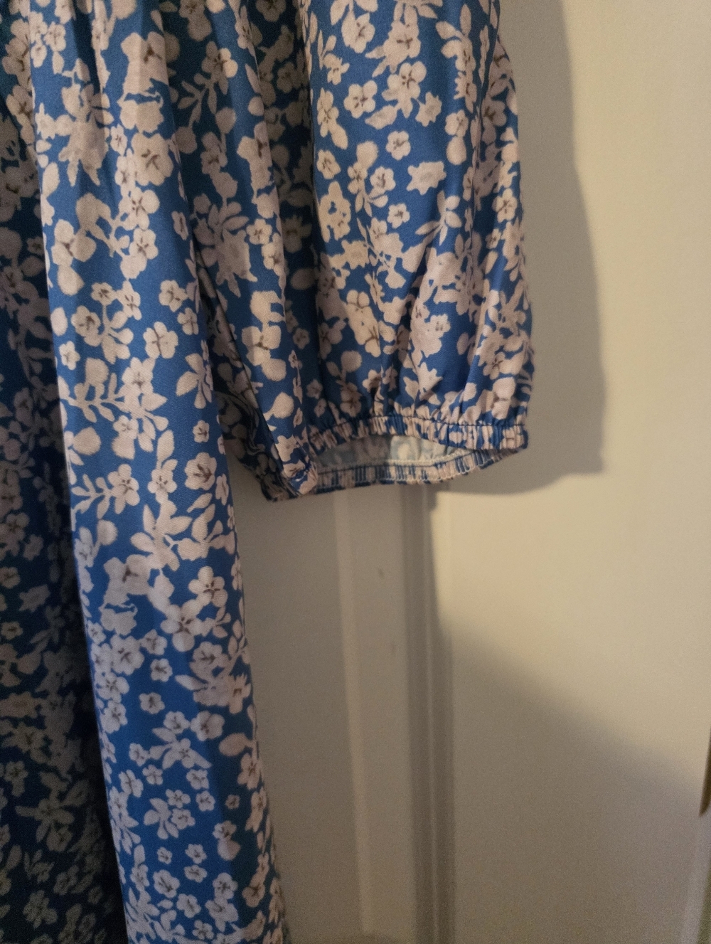 Floral High Slit Plunging Vneck Maxi Dress Womens L Blue Nwt Cottage Core Preppy - Picture 2 of 8